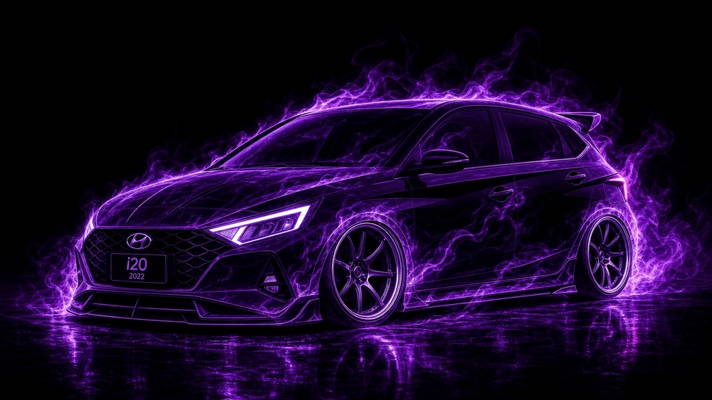 Neon Purple Hyundai i20 Glow wallpaper