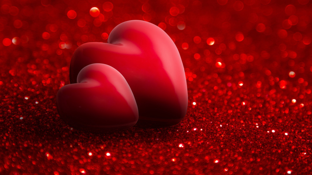 Glowing Red Hearts of Romance wallpaper