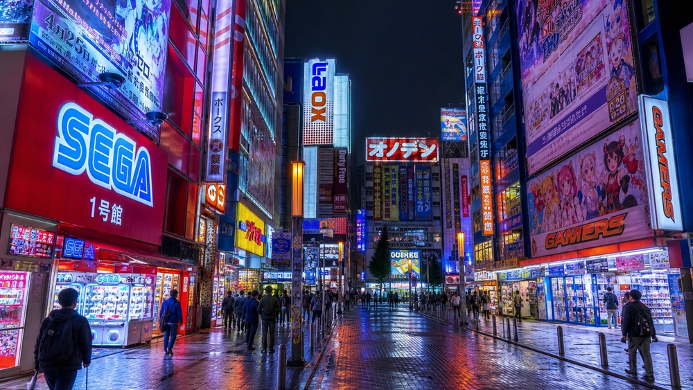 Neon Arcade Street at Night wallpaper