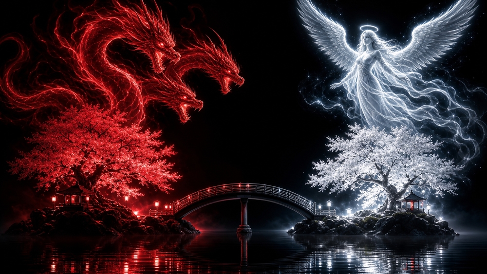 Celestial Balance of Fire and Light wallpaper