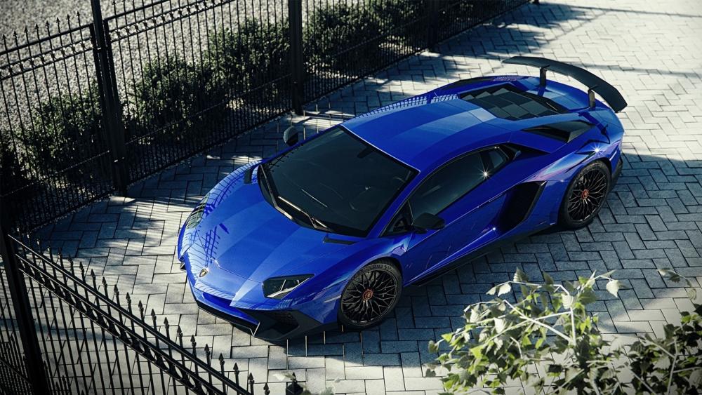 Blue Lamborghini Aventador SV wallpaper