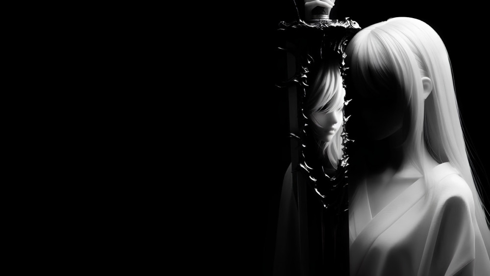 Noir Reflection of the Faceless Anime Girl wallpaper