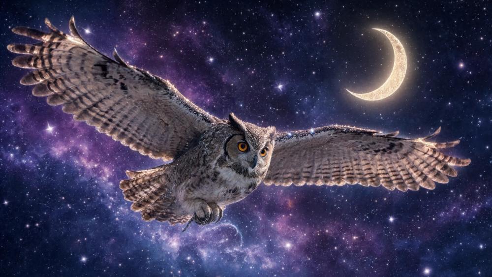 Celestial Owl Flight wallpaper