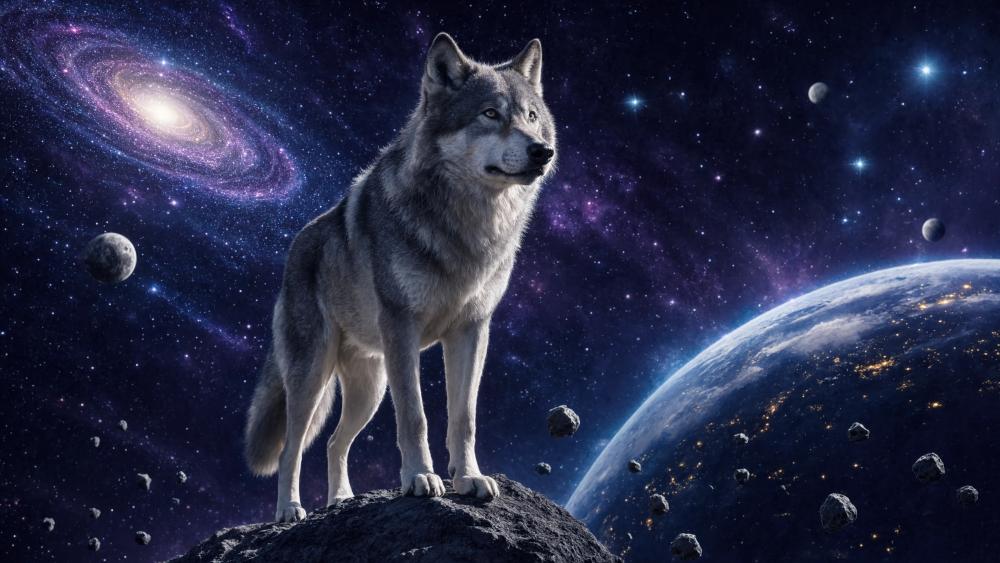 Cosmic Wolf Guardian wallpaper