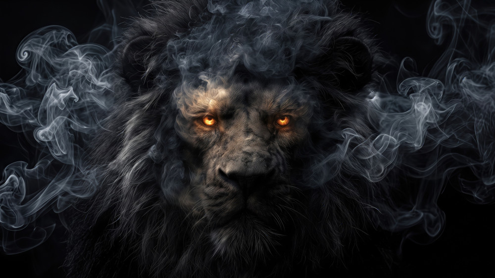 Shadow Lion of Ember Eyes wallpaper