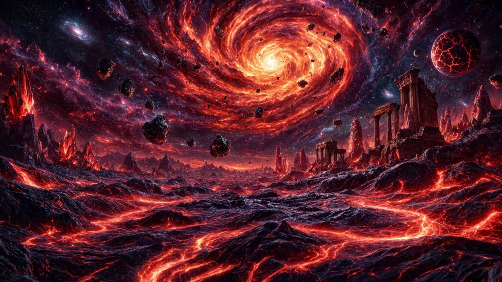 Crimson Obsidian Cosmic Wave wallpaper