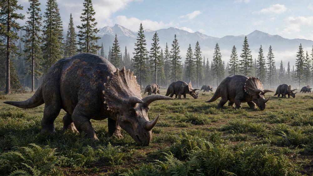 Triceratops Herd Grazing wallpaper