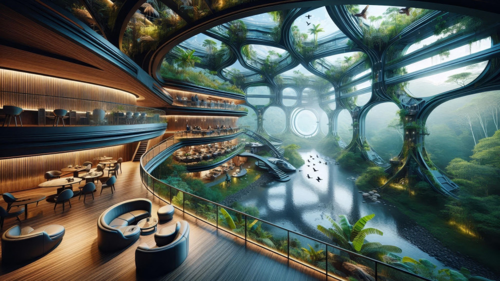 Solarpunk Luxury Resort in a Living Future wallpaper
