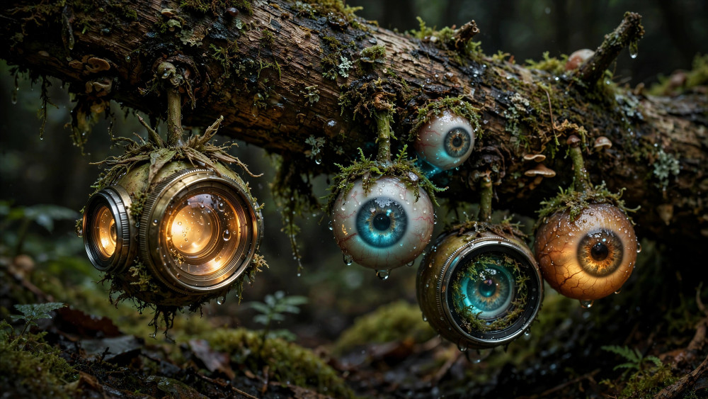 Enchanted Forest of Living Eyes wallpaper