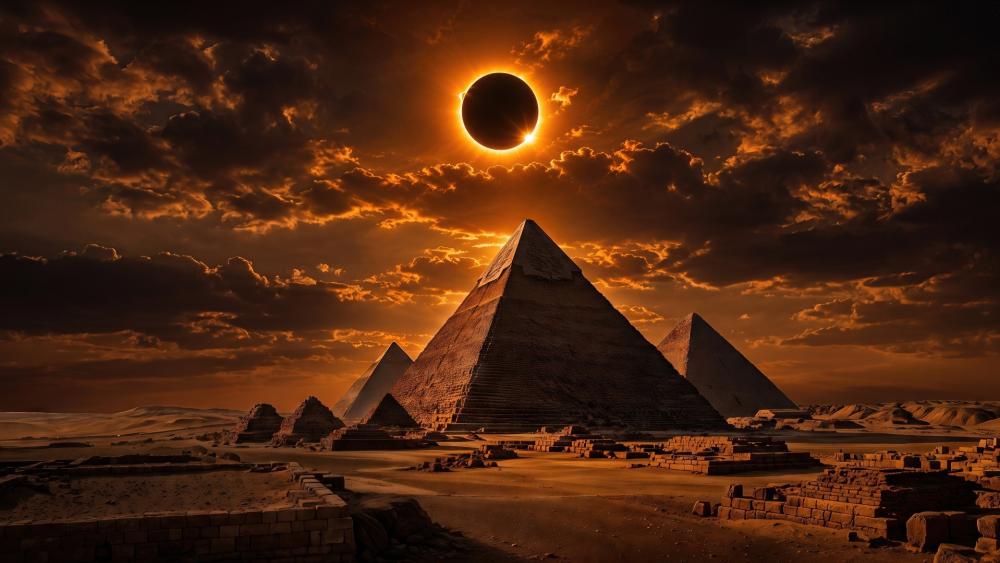Great Pyramid of Giza Under a Solar Eclipse - backiee