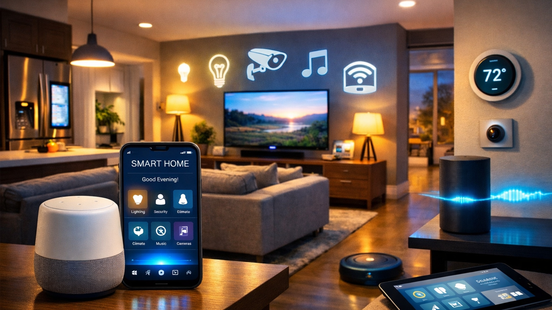 Connected Living Room Smart Home Control Hub Wallpaper - backiee
