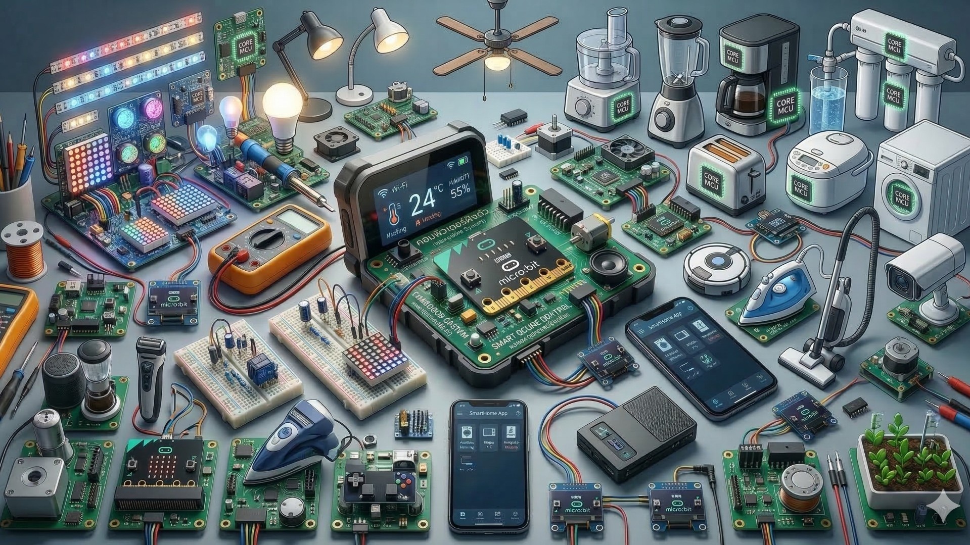 Microcontroller Smart Home Lab Circuit Boards Sensors and Robotic ...