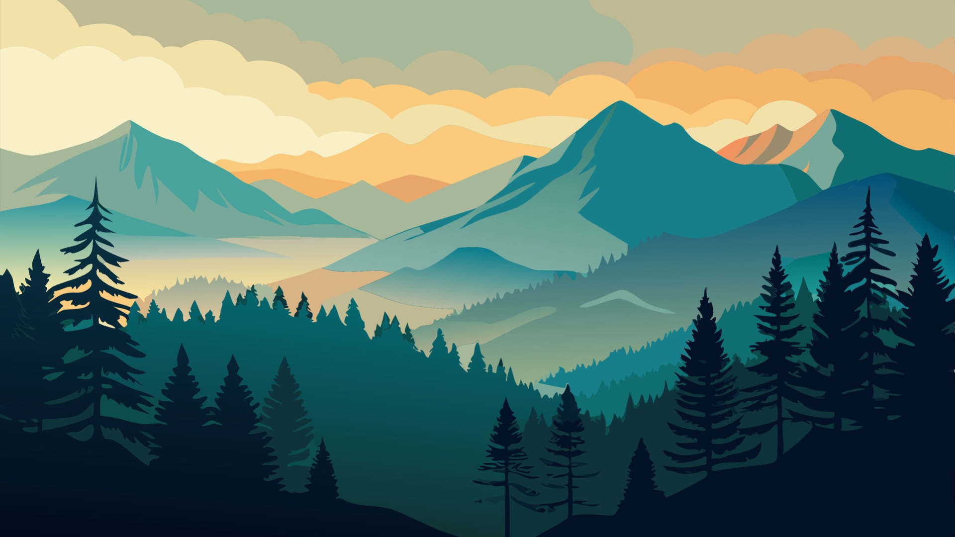 Layered Mountain Wilderness In Twilight Colors Backiee layered-mountain-wilderness-in-twilight-colors-backiee