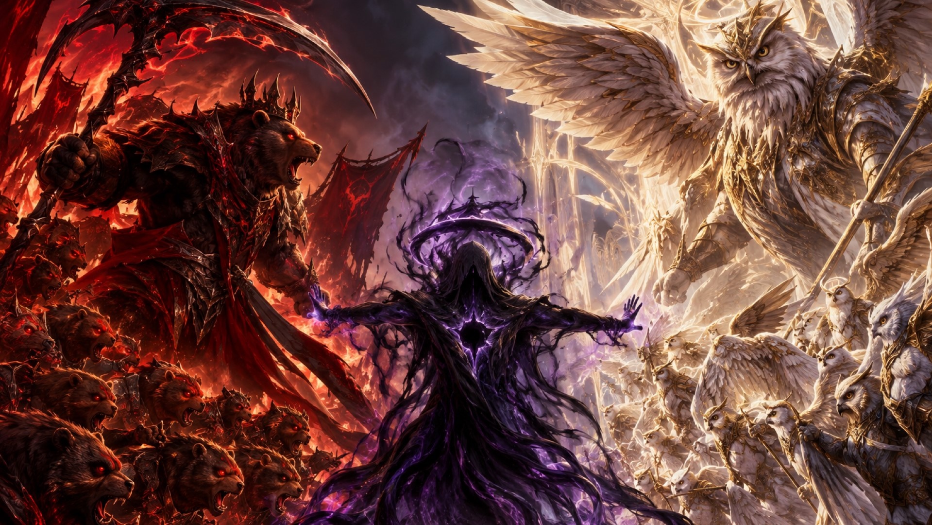 Demonic Bears and Angelic Owls with Void Creature - backiee