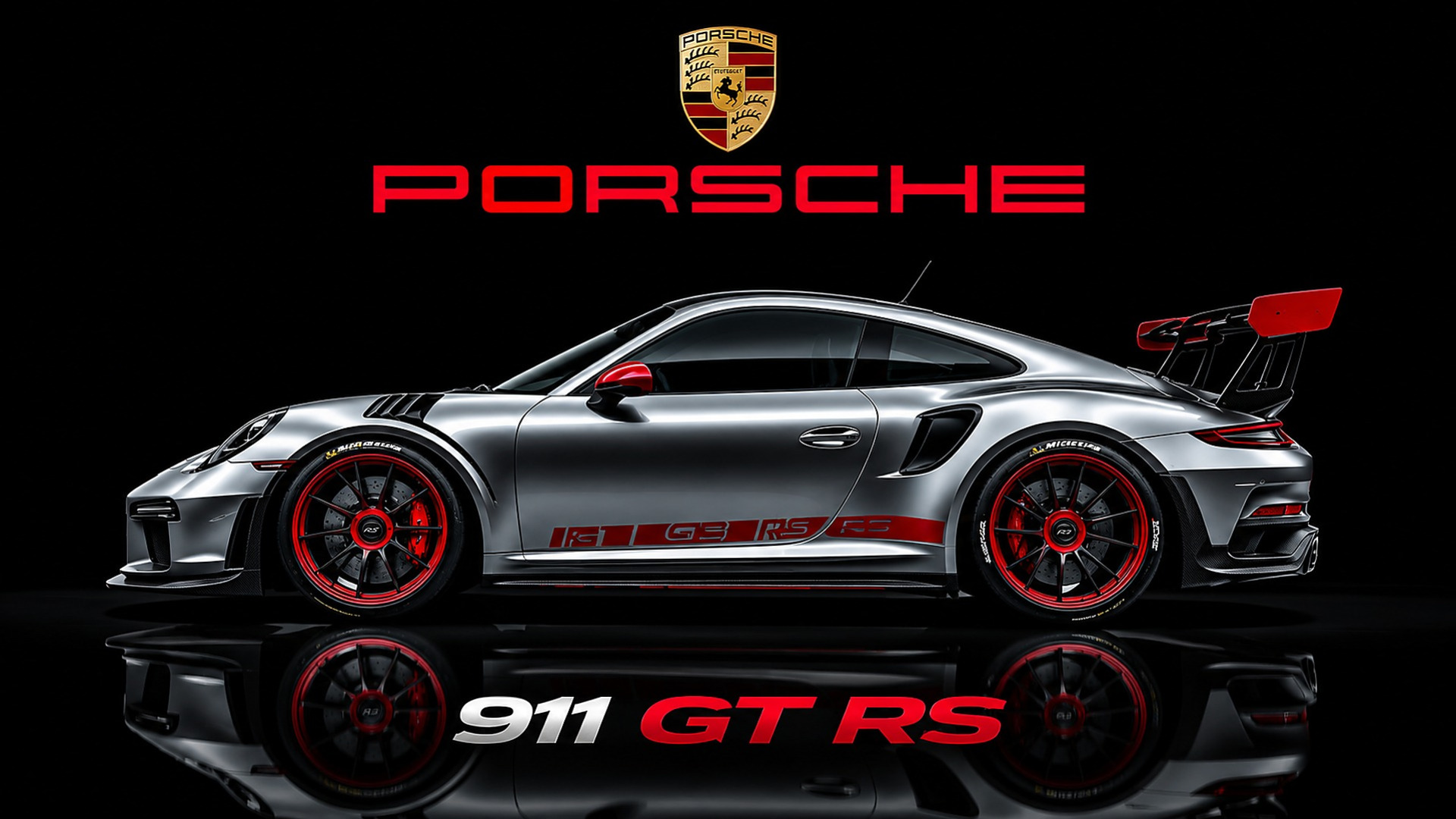 Porsche GT RS against a black background - backiee