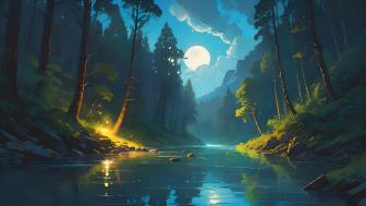 Moonlit Enchanted Forest Path wallpaper