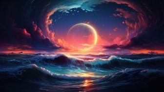 Moonlit Fantasy Seascape wallpaper