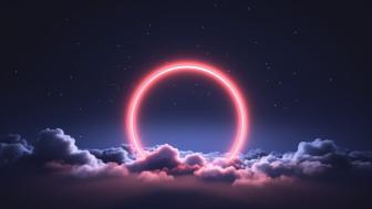 Neon Halo Above Clouds wallpaper