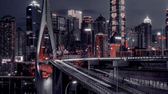 Monochrome Elegance of Dongshuimen Bridge at Night wallpaper