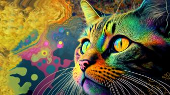 Vibrant Dreams of a Feline Explorer wallpaper