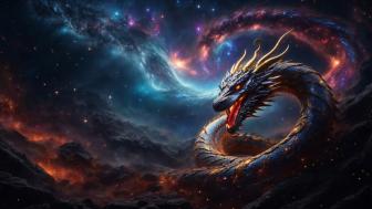 Mystic Dragon Amidst Cosmic Wonders wallpaper