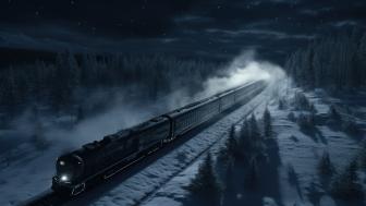 Mystical Winter Train Journey Through the Night wallpaper