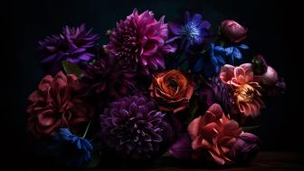 A Symphony of Dahlias and Roses wallpaper