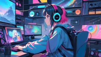 Gamer Girl in Neon Bliss wallpaper