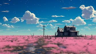 Surreal Pink Prairie Silence wallpaper