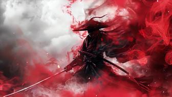 Red Samurai Amidst Swirling Smoke wallpaper