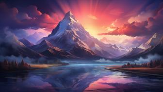 Majestic Mountain at Sunset wallpaper