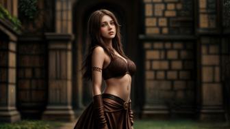 Armored Medieval Princess in Ancient Castle wallpaper