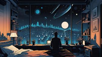 Nighttime Reflections in a Sci-Fi World wallpaper