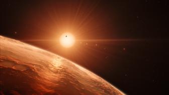 Alien Sun Illuminates Red Planet wallpaper