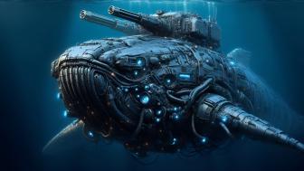 Steampunk Submarine Whale Adventure wallpaper