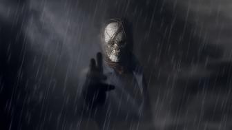 Haunted Mask in Rainfall Spook wallpaper