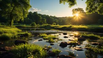 Golden Sunrise Over Serene River wallpaper