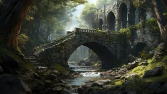 Mystical Forest Castle Ruins wallpaper