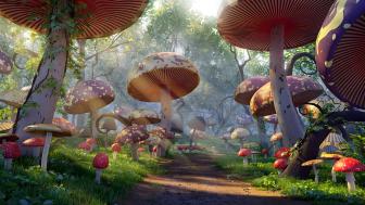 Mystical Mushroom Forest Adventure wallpaper