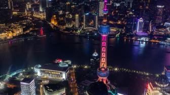 Oriental Pearl Tower & the Huangpu River at Night wallpaper