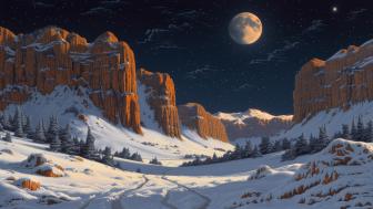 Winter-Eclipsed Canyons under Full Moonlight wallpaper