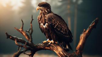 An eagle perched on a tree branch wallpaper