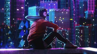 Neon Dreams in a Futuristic Cityscape wallpaper