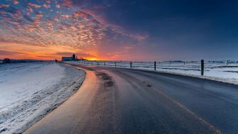 Winter Road at Sunset Magic wallpaper