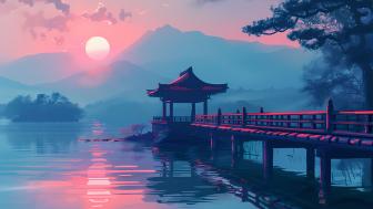 Tranquil Evening at the Oriental Pier wallpaper