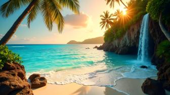 Tropical Paradise at Sunset wallpaper