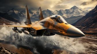 Thunder Over Peaks: A Jet's Roar in 4K wallpaper