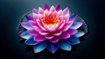 Lotus flower on a pond surface wallpaper