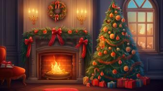 Cozy Christmas by the Fireplace: AI Art Magic! wallpaper