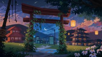 Torii Gate Under Twilight Sky wallpaper